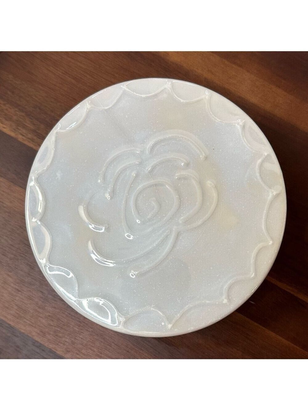 Starbucks Ciao Italy Ceramic Covered Dish White Floral Storage Jar Rare